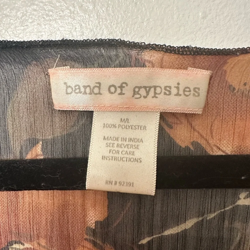 Floral Kimono. Band of Gypsies. Black and Orange. M/L - Picture 3 of 3